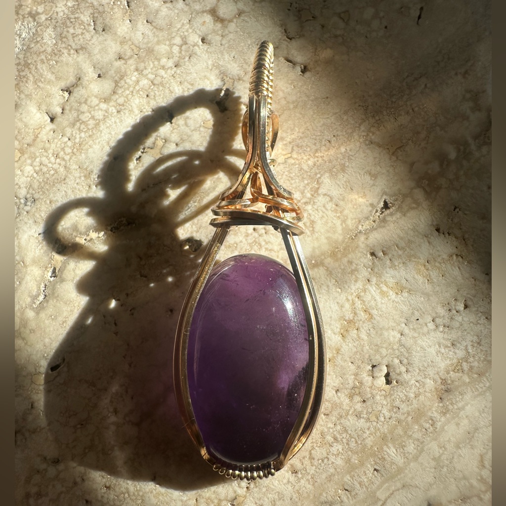 14k Gold Filled Amethyst Necklace Pendant